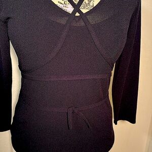 Talbots Coll. Rayon 3/4 sleeve Knit Top with criss-cross wrap ties, S, like new!